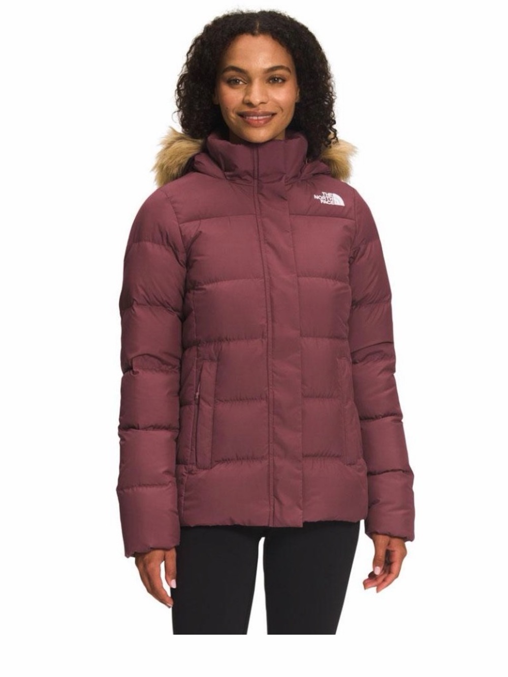 The North Face Gotham jacket hooded 550 mauve color with Faux-Fur Trim